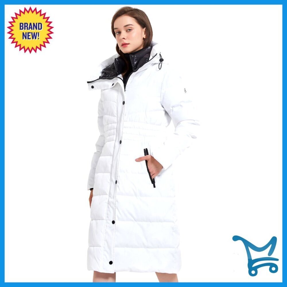 Women's Vegan Down Parka Jacket Insulated Winter Coat Hooded Slim Fit